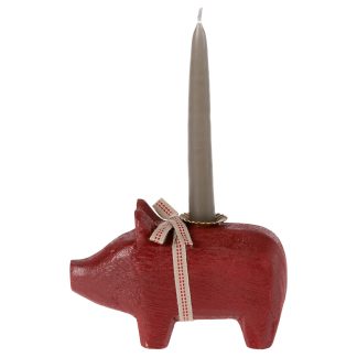 Maileg Wooden pig, Small - Red