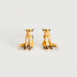 Fable England Enamel Fox Earrings