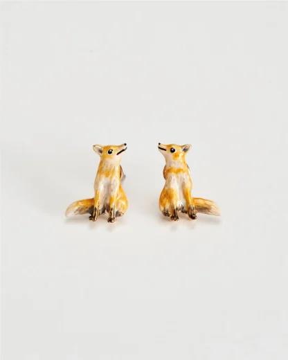 Fable England Enamel Fox Earrings