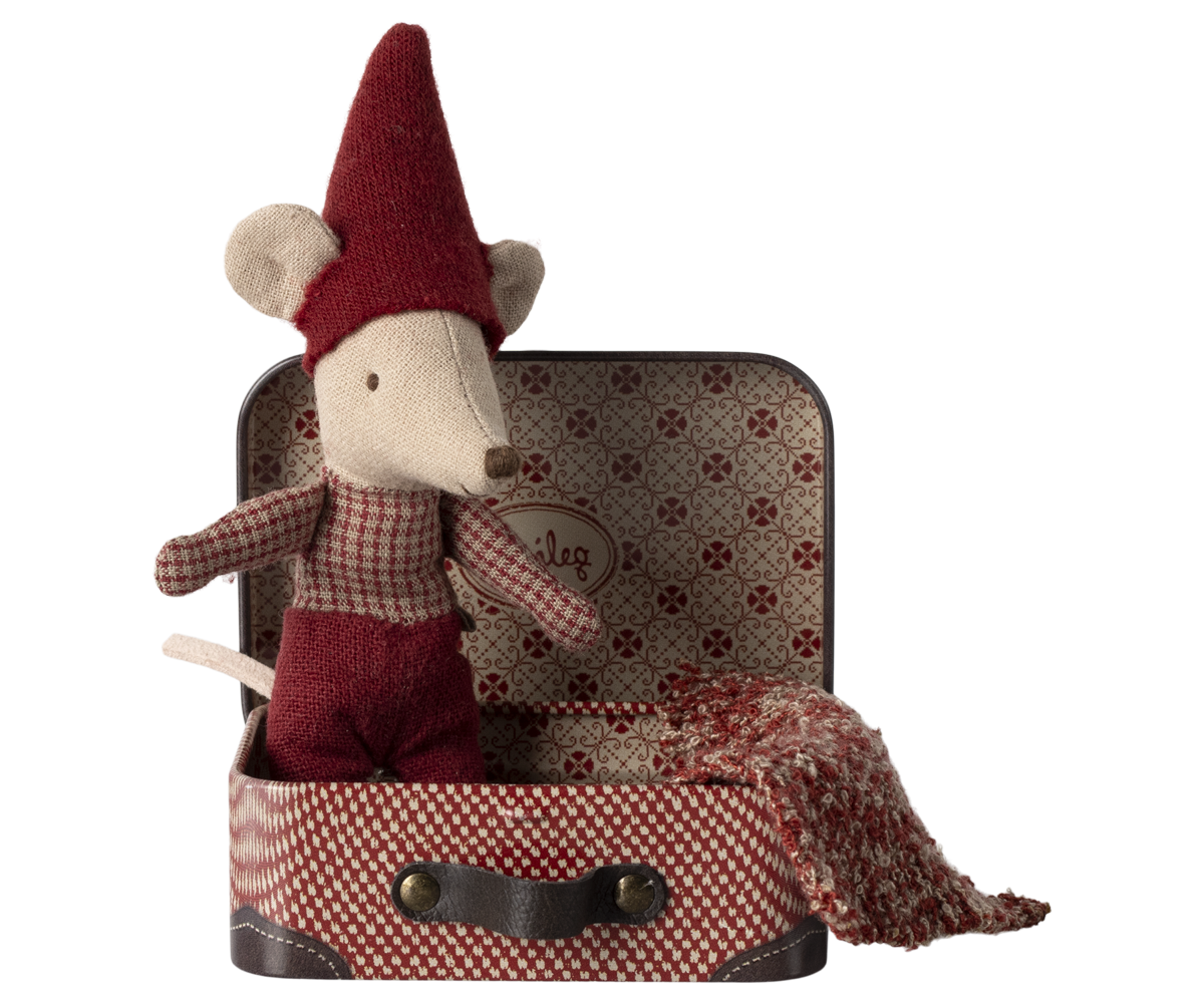 Maileg Christmas mouse, Baby in suitcase