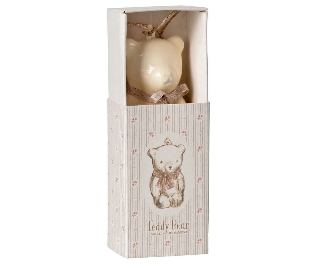 Maileg Metal ornament, Teddy bear - Off white/Rose - Afbeelding 3