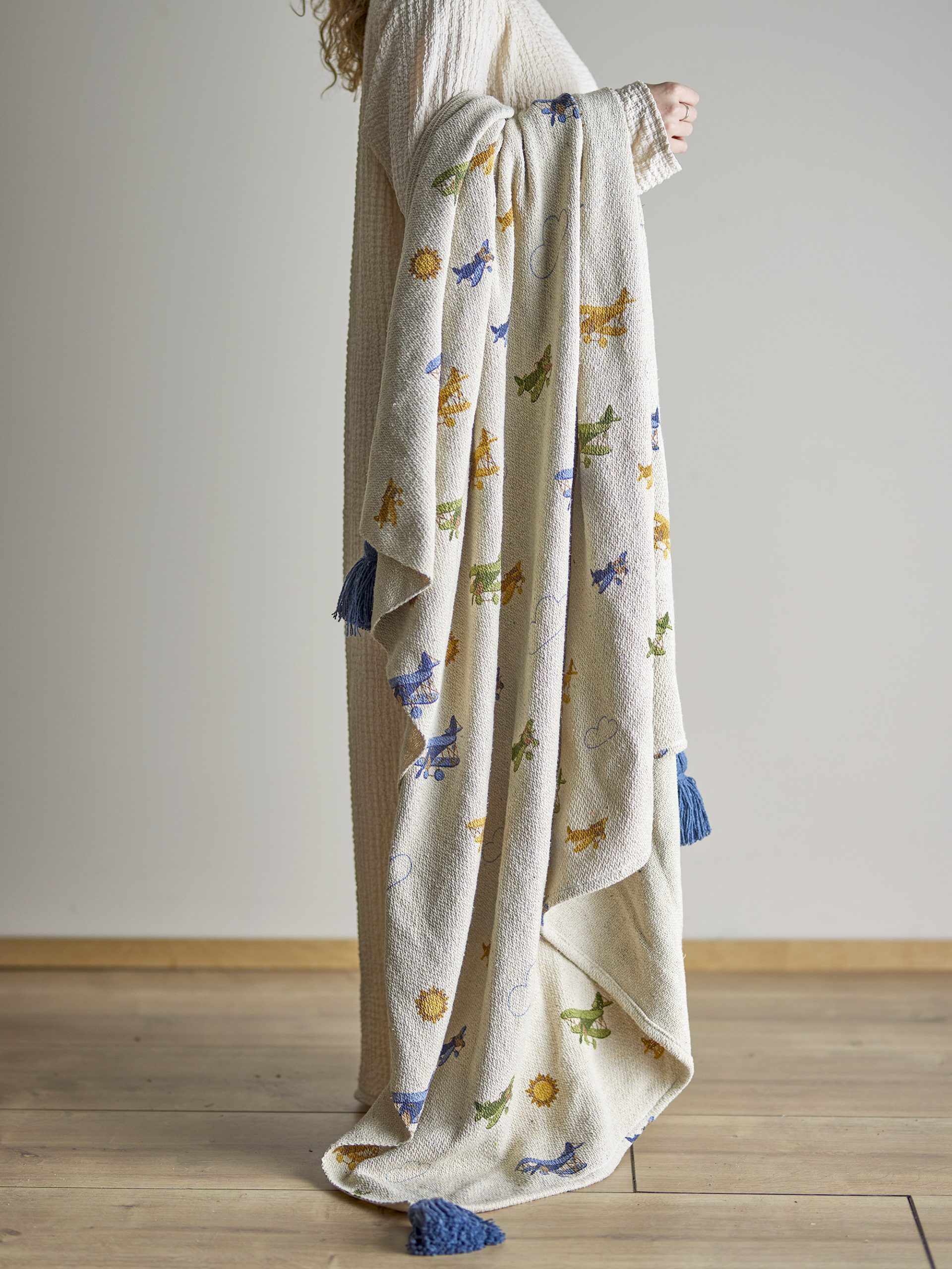 Bloomingville Plane Throw, Nature, Recycled Cotton