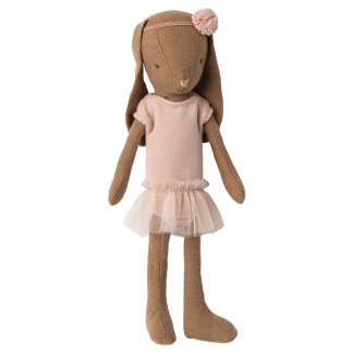 Maileg Bunny, Size 1 - Chocolate brown - Ballet suit and skirt rose