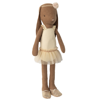 Maileg Bunny, Size 2 - Chocolate brown - Ballet suit and skirt cream