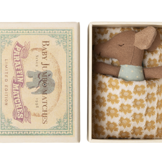 Maileg Sleepy wakey baby mouse in matchbox - Blue