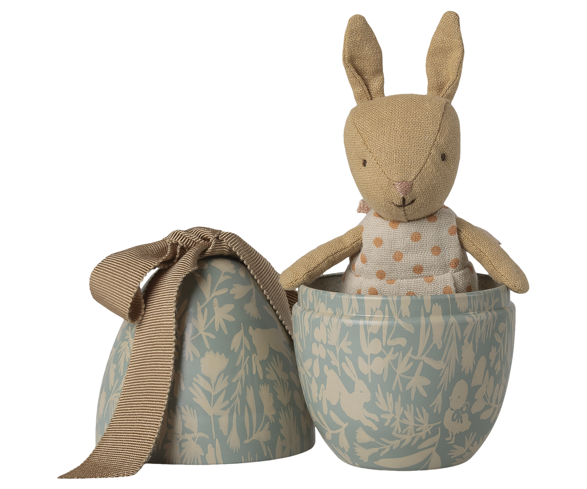 Maileg Easter egg with micro rabbit, Small - Cream yellow