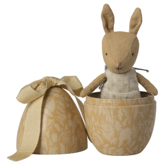 Maileg Easter egg with micro rabbit, Small - Cream yellow