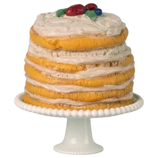 Maileg Party cake and cake stand, Mouse - Off white