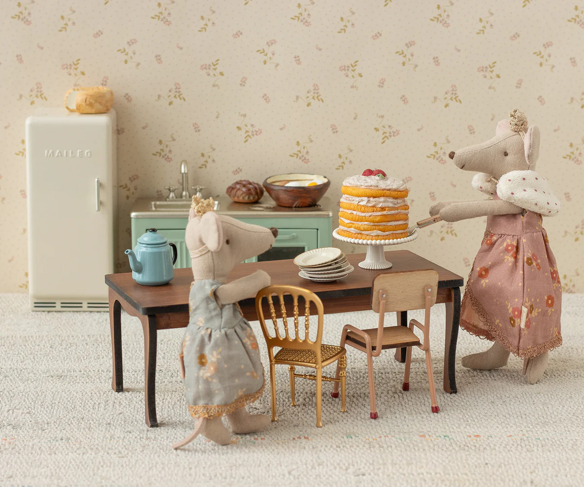 Maileg Party cake and cake stand, Mouse - Off white