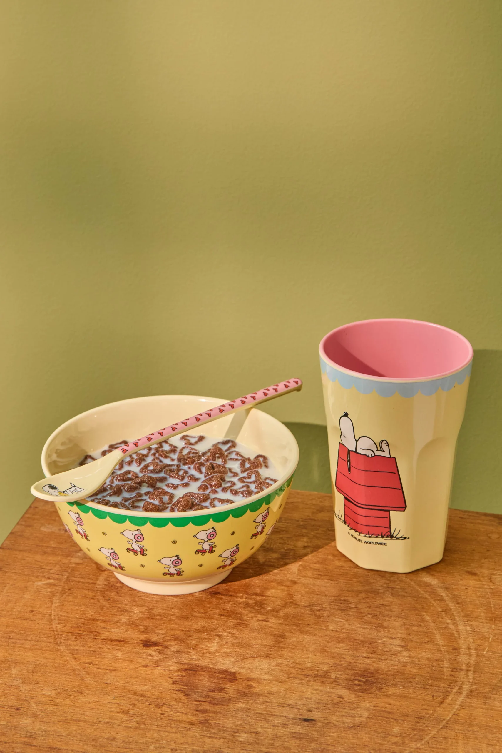Rice Tall Cup - Cream - Snoopy Print