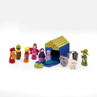 Sjaal met verhaal Kerststal Multicolor